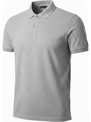 İlk El Grup Ieg™ Erkek Pike Kumaş Düğmeli Yaka Regular Fit Günlük Kısa Kol Tişört T-Shirt - Gri