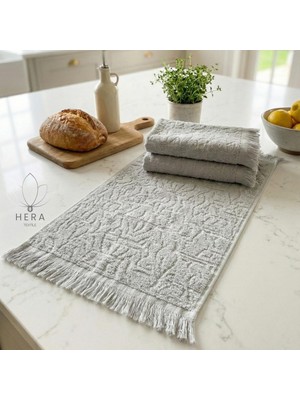 Hera Textile 3'lü Gri Pamuk El ve Mutfak Havlusu 30X50 cm