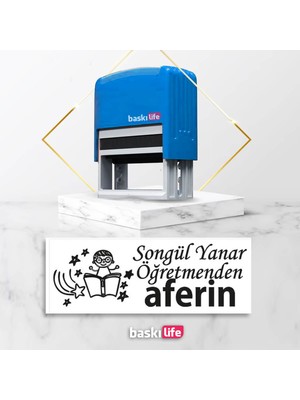 Baskı Life Öğretmen Hediye Kaşe Aferin  Kaşe  Kitap Mührü Kitap Damgası Kişiye Özel Kaşe 613