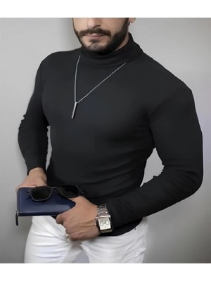 İlk El Grup Ieg™ Kaşkorse Boğazlı Full Likralı Fitilli Body Kazak - Siyah