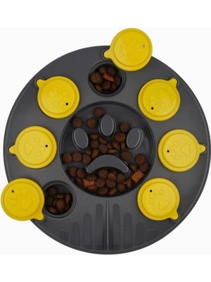 Hype Store Kedi Köpek Bulmacası ve Yavaş Yeme Mama Kabı Gri-Sarı