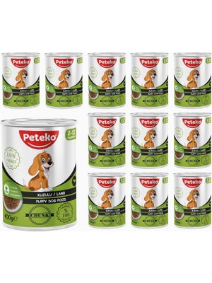 Hype Store Peteko Yavru Köpek Kuzulu ve Jöleli Konserve Mama 400 gr x 12 Adet