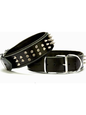 Hype Store Çift Kat Deri Güçlü Çivili Köpek Boyun Tasması, Siyah, 5X50-60 cm