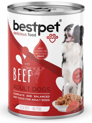 Hype Store Bestpet Yetişkin Köpekler Için, Taze Sığır Parça Etli ve Soslu Yaş Mama, 400 G x 12 Adet