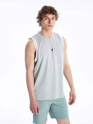 Lc Waikiki Yeni Sezon Bisiklet Yaka Baskılı Erkek Kolsuz Tişört