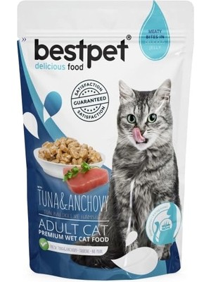 Hype Store Bestpet Yetişkin Kediler Için, Tahılsız, Jöle Içinde Tuna ve Hamsi Parça Etli Yaş Mama, 85 G