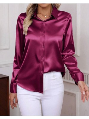 Stelol Kadın Uzun Kollu Saten Gömlek