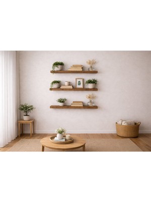 Mobilyacın 30 mm 3'lü Uçan Duvar Rafı Set Gizli Raf- Barok 30X50