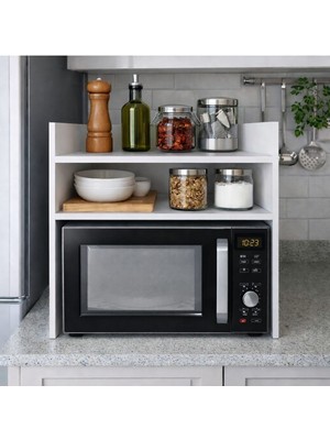 Mobilyacın Beyaz Tezgah Üstü Raf - Fırın, Mikrodalga Organizer Düzenleyici -Çok Amaçlı Raf