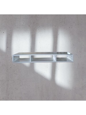 Mobilyacın Dekoratif Raflı Duvar Tv Ünitesi  Üç Bölmeli Beyaz 130