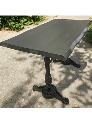 Mobilyacın Cafe Masa Köknar Kütük Masa Siyah Aslan Ayak 180X90