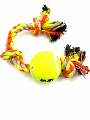 Hype Store Tasma Market 30CM Diş Ipli Köpek Eğitim Topu Oyuncağı Sarı-Kırmızı
