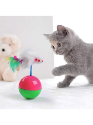 Hype Store Orret Home Kedi Oyun Topu Tüylü Fareli Hacı Yatmaz Eğitici Yavru Kedi Fare Kovalama Oyuncağı (Standa