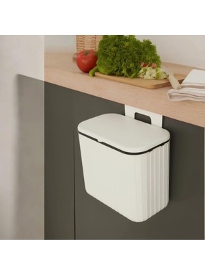 Hype Store Asılabilir Çöp Kovası Tırtıklı 8 Lt Beyaz