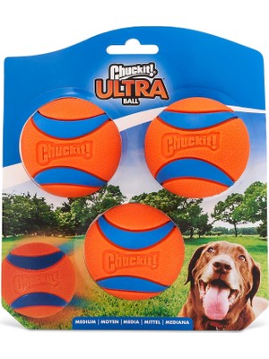 Hype Store Chuckit! Ultra Ball Köpek Oyuncak Topu, 3 Adet (Medium) - Yüksek Sıçrama Gücü, Dayanıklı Kauçuk, Yüz