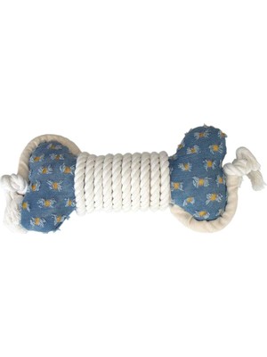 Hype Store 510257 Ipli Peluş Kemik Evcil Hayvan Oyuncağı, Mavi-Beyaz, 30X5 cm