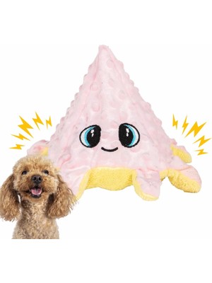 Hype Store Proud Wave Ahtapot Köpek Oyuncağı Peluş Zilli Vikvikli Çift Taraflı Çekiştirme Oyuncağı (Pembe-Sarı)