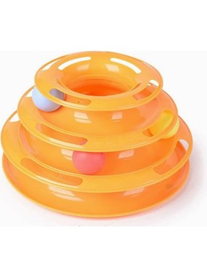 Hype Store Tower Of Tracks Toplu Yuvarlak Kedi Oyuncağı 24 x 13 cm - Turuncu