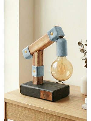 Yediotuz Digital Pazarlama Kadife Detaylı Doğal Ahşap Masa Lambası - El Yapımı Rustik & Modern Aydınlatma
