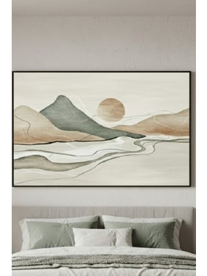 Safir Design Dingin Doğa Manzarası,pastel Renkli Soyut Çerçeveli Tablo