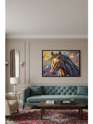 Safir Design Lüks Salon ve Ofis Dekoru Için At Temalı Çerçeveli Tablo