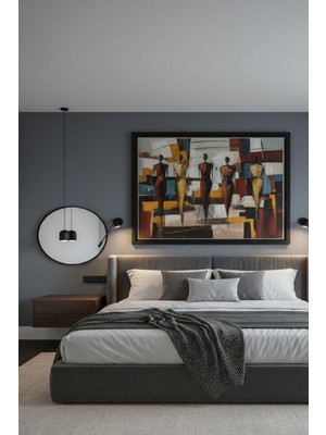 Safir Design Minimalist Hatlara Sahip Insan Formları Içeren Estetik Çerçeveli Tablo
