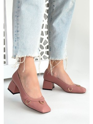 İsmiyle Al Cande Pudra Cilt Topuklu Ayakkabı