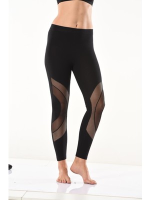 İlk El Grup Ieg™ Derya Kurşun File Transparan Detaylı Kadın Tayt 0579