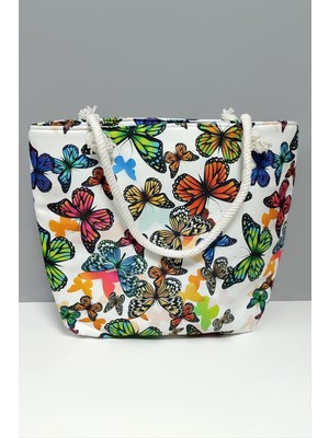 Tkçbj Kelebek Desenli Plaj Çantası Tkçbj