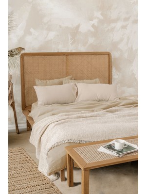 Barine Haze Özel İplikli 4 Kat Muslin Yatak Örtüsü Krem