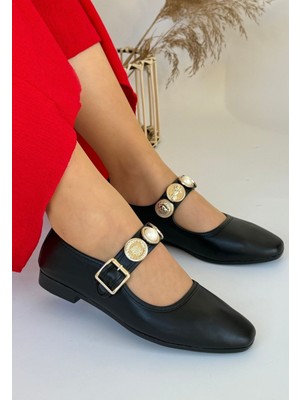 İsmiyle Al Koope Siyah Cilt Babet Ayakkabı