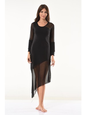 İlk El Grup Ieg™ Derya Kurşun Transparan Detaylı Uzun Elbise 958