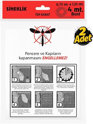 Hype Store Proalet Tek Kanat Pratik Sineklik, 0.75 M x 1.25 M Tül, Kapı & Pencere Uyumlu, 4 M Yapıştırma Bantlı