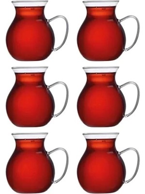 Hype Store Orret Home Keyfi Ala 6'lı Borosilikat Cam Çay Bardağı Seti, 200ML Termisil Kupa, Şık ve Dayanıklı, Ç
