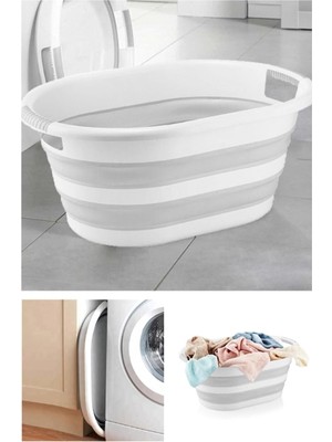 Hype Store Pazar Kapısı Katlanabilir Silikon Akordiyon Çamaşır Sepeti Sele (40 Litre)