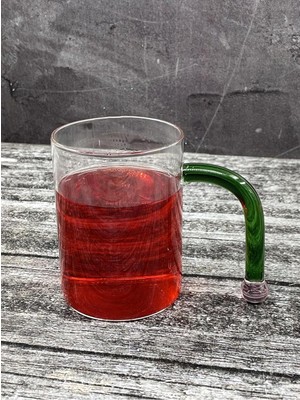 Hype Store Yzhome 450ML Borosilikat Cam Renkli Özel Kulplu Bardak Kupa Ofis Bardağı