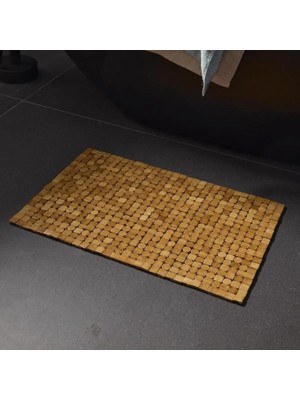 Hype Store Bambu Banyo Matı, 50X80 Cm, Kaymaz Taban, Doğal Ahşap, Suya Dayanıklı