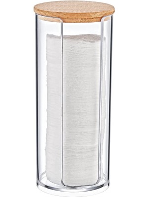 Hype Store Ahşap Kapak Akrilik Disk Pamukluk Organizeri, Ahşap Kapaklı Pamukluk, Akrilik Pamukluk