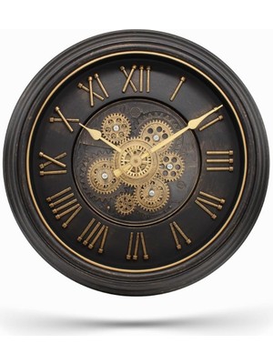 Hype Store Efe Mark Premium Serisi Antik Eskitme Kadranlı Döner Çarklı Ev ve Ofis Duvar Saati Roma Rakamlı 40 C