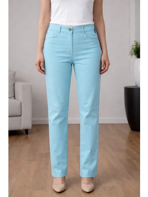 Bonıtalız 185 Arka Cep Taslı  Yuksek Bel 5 Cep Lıkralı  Boru Paca Pantolon