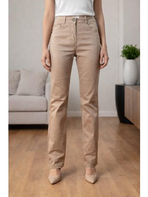 Bonıtalız 185 Arka Cep Taslı  Yuksek Bel 5 Cep Lıkralı  Boru Paca Pantolon