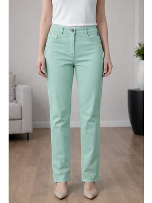 Bonıtalız 185 Arka Cep Taslı  Yuksek Bel 5 Cep Lıkralı  Boru Paca Pantolon