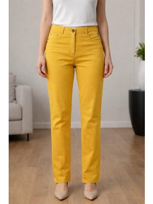 Bonıtalız 185 Arka Cep Taslı  Yuksek Bel 5 Cep Lıkralı  Boru Paca Pantolon