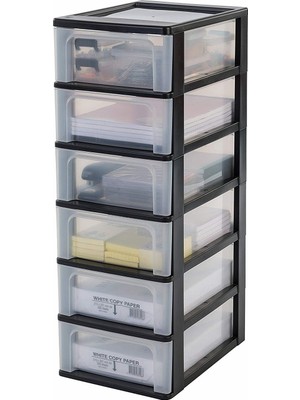 Hype Store Iris Ohyama Chest OCH-2005 Çekmeceli Konteyner/çekmeceli Dolap, Plastik, Siyah/şeffaf, 35,5 x 26 x 6