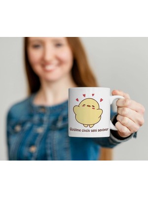 Hype Store Rakkun Shop - Üzülme Civciv Seni Seviyor Baskılı Kupa Bardak Mug