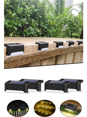 Hype Store Solar Güneş Enerjili Köşebent Merdiven Veranda Bahçe LED Lamba 4lü Dekor Bahçe Aydınlatma 1430