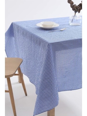Hype Store Pazar Kapısı Pötikare Masa Örtüsü Pamuk Sofra Bezi 170X170 (Mavi)