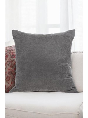 Hype Store Gri Kırlent Kılıfı Dekoratif Düz Sade Velür