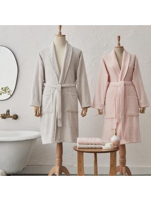 Hype Store Home Carli 4 Parça Bornoz/baş Havlusu Aile Banyo Seti Pudra Gri