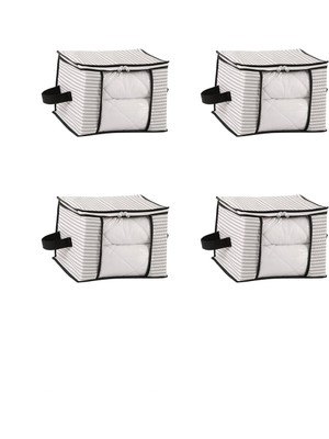 Hype Store Orta Boy Lüks Pencereli Kazak-Pike-Battaniye Hurcu Dolap Düzenleyici Hurç 40 x 30 x 30 cm - 4 Adet (